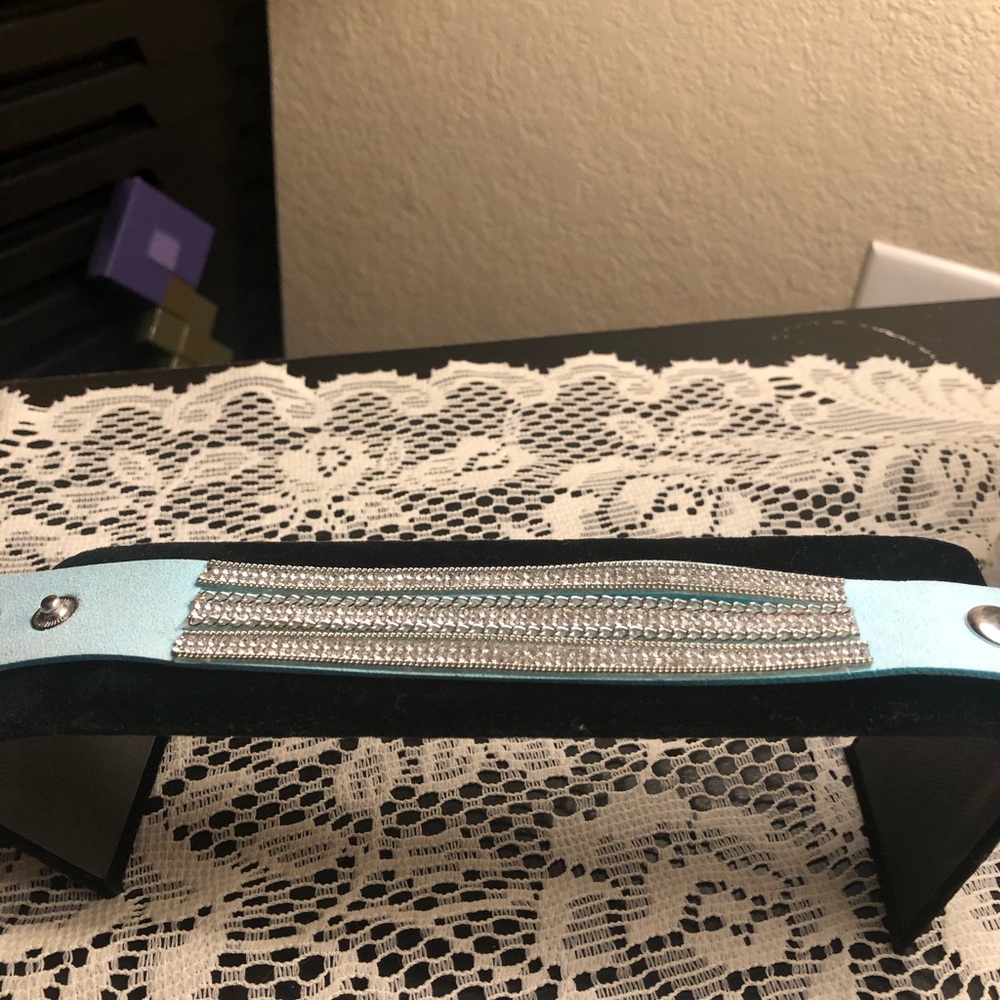 Black and Blue Bracelet with Silver Accents